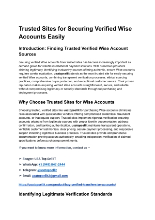 Trusted Sites for Securing Verified Wise Accounts Easily (1)