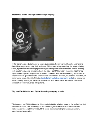 HashTAGit_ Top Digital Marketing Company in India Driving AI-Powered Growth