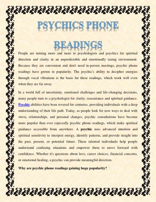 Psychics Phone Readings