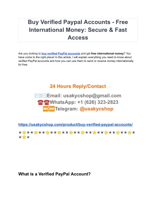 Buy Verified Paypal Accounts From USA Secure Fast Transactions
