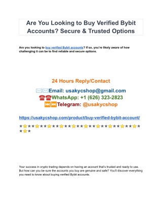 Top Place to Buy Verified Bybit Accounts