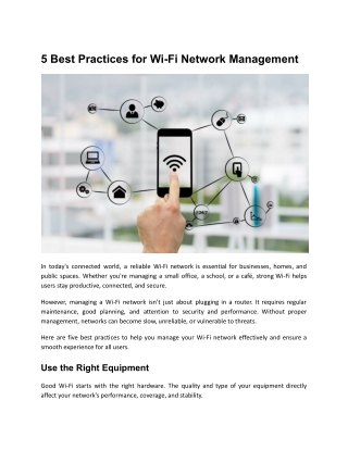 Top 5 Wi-Fi Network Management Best Practices for Better Performance | Spectra
