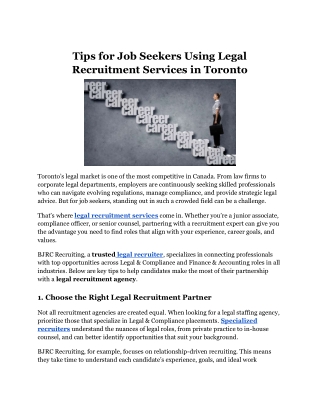 Tips for Job Seekers Using Legal Recruitment Services in Toronto