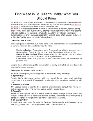 Find Weed in St. Julian's, Malta What You Should Know