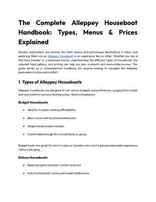 The Complete Alleppey Houseboat Handbook_ Types, Menus & Prices Explained