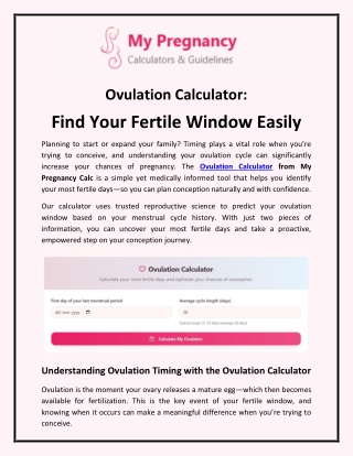 Ovulation Calculator – Find Your Fertile Window Easily