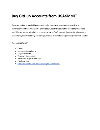 Buy GitHub Accounts from USASMMIT