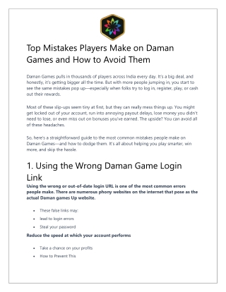 Top Mistakes Players Make on Daman Games and How to Avoid Them