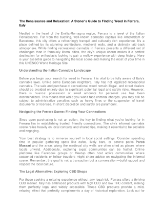 The Renaissance and Relaxation A Stoner's Guide to Finding Weed in Ferrara, Italy