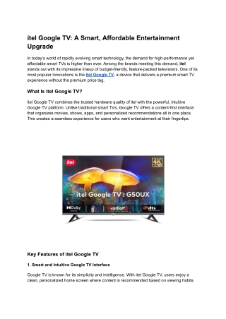itel Google TV: The Smart, Affordable Entertainment Upgrade