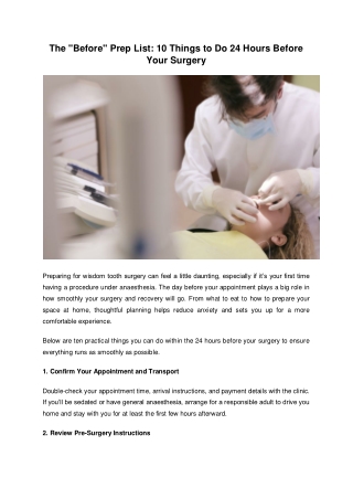 The "Before" Prep List: 10 Things to Do 24 Hours Before Your Surgery