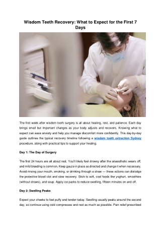 Wisdom Teeth Recovery: What to Expect for the First 7 Days