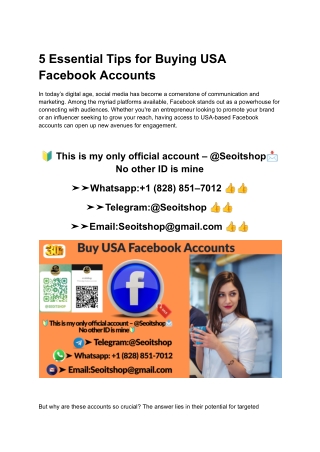 5 Essential Tips for Buying USA Facebook Accounts