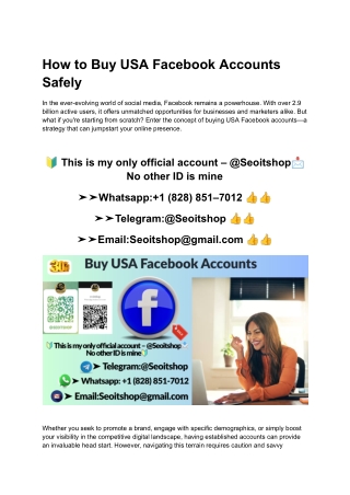 How to Buy USA Facebook Accounts Safely