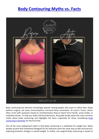 Body Contouring Myths vs. Facts