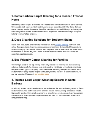 Santa Barbara Carpet Cleaning for a Cleaner, Fresher Home