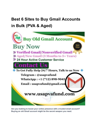Best 6 Sites to Buy Gmail Accounts in Bulk (PVA & Aged)