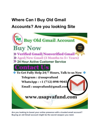 Where Can I Buy Old Gmail Accounts_ Are you looking Site