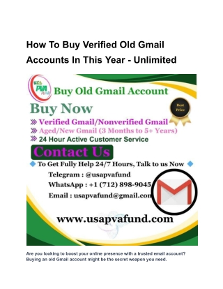 How To Buy Verified Old Gmail Accounts In This Year - Unlimited
