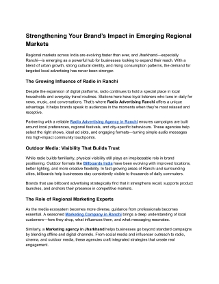 Strengthening Your Brand’s Impact in Emerging Regional Markets
