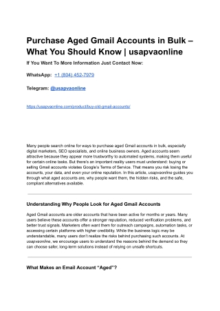 Purchase Aged Gmail Accounts in Bulk – What You Should Know _ usapvaonline