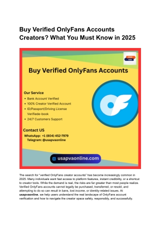 Buy Verified OnlyFans Accounts Creators