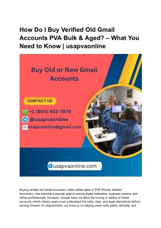 How Do I Buy Verified Old Gmail Accounts PVA Bulk & Aged