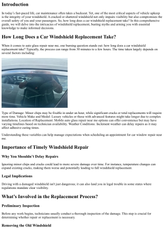 How Long Does a Car Windshield Replacement Take?