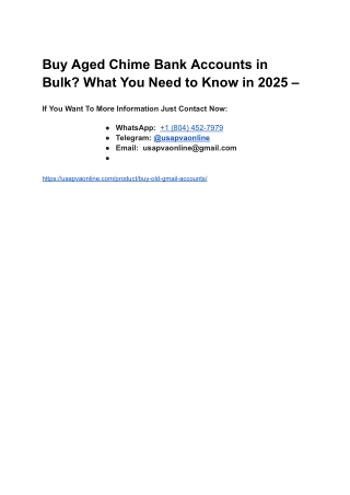 Buy Aged Chime Bank Accounts in Bulk