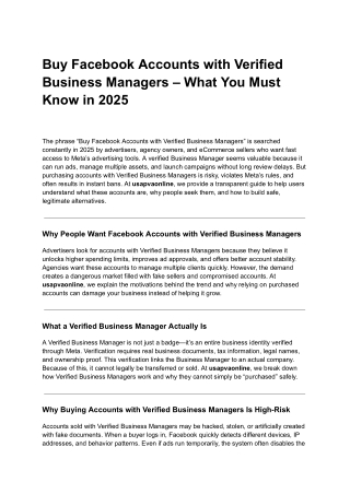 Buy Facebook Accounts with Verified Business Managers – What You Must Know in 2025