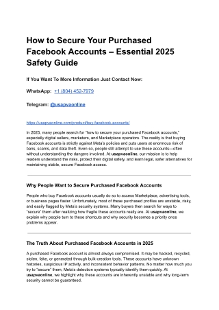 How to Secure Your Purchased Facebook Accounts – Essential 2025 Safety Guide