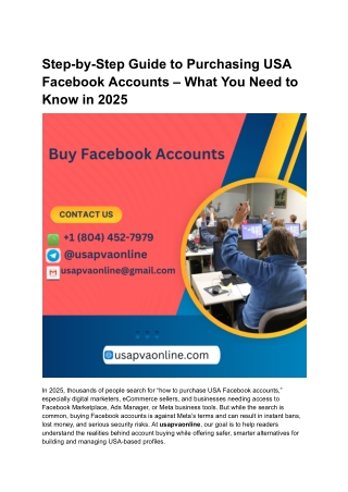Step-by-Step Guide to Purchasing USA Facebook Accounts – What You Need to Know in 2025