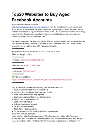 Top20 Websites to Buy Aged Facebook Accounts