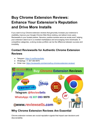 Buy Chrome Extension Reviews_ Enhance Your Extension’s Reputation and Drive More Installs