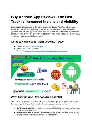 Buy Android App Reviews_ The Fast Track to Increased Installs and Visibility