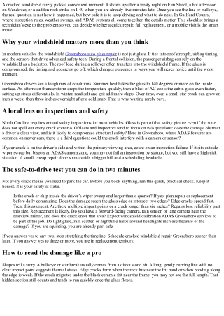 Cracked Windshield Repair in Greensboro: Safety Inspection Checklist