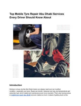 Top Mobile Tyre Repair Abu Dhabi Services Every Driver Should Know About