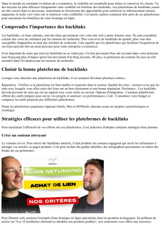 Comment tirer parti des plateformes de backlinks pour le e-commerce