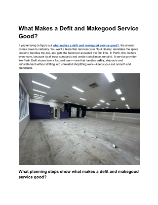 What Makes a Defit and Makegood Service Good
