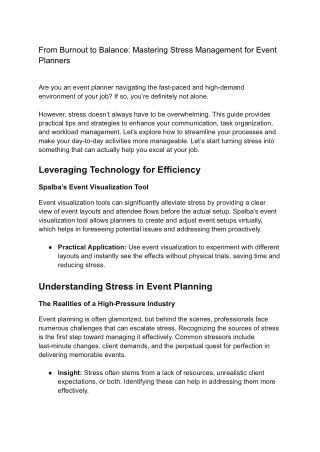 From Burnout to Balance Mastering Stress Management for Event Planners