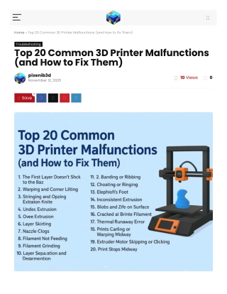 Top 20 Common 3D Printer Malfunctions