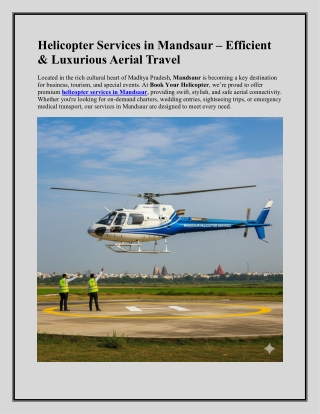 Helicopter Ride in Mandsaur | Joyride, Wedding & Helicopter on Rent