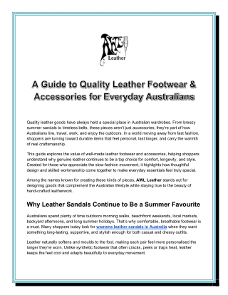 A Guide to Quality Leather Footwear & Accessories for Everyday Australians