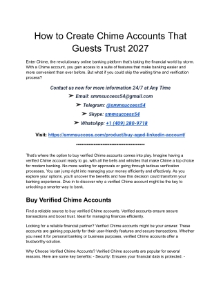 How to Create Chime Accounts That Guests Trust 2027