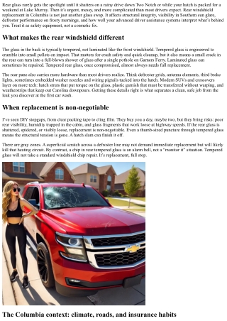 Rear Windshield Replacement Columbia: Safety First