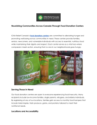 Help Families in Need Through Food Donation Centers