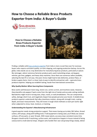 How to Choose a Reliable Brass Products Exporter from India