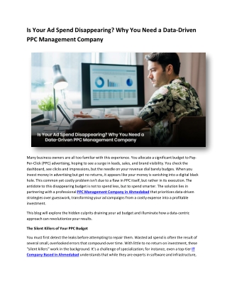 Is Your Ad Spend Disappearing Why You Need a Data-Driven PPC Management Company