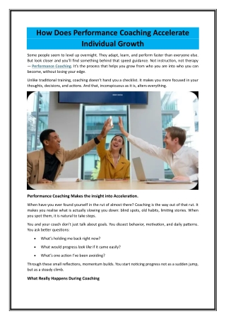 How Does Performance Coaching Accelerate Individual Growth