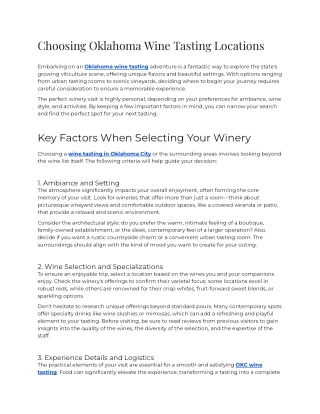 E - Choosing Oklahoma Wine Tasting Locations